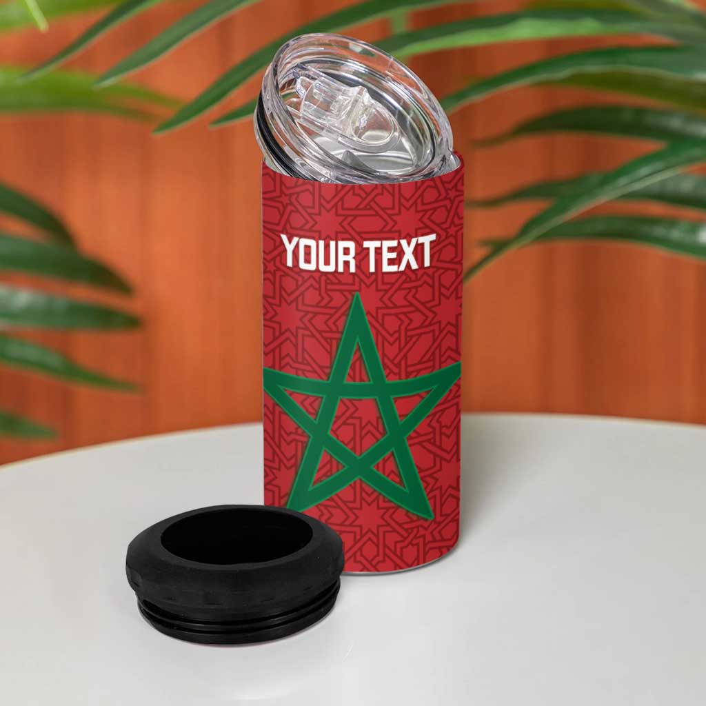 Personalised Morocco 4 in 1 Can Cooler Tumbler Moroccan Green Star With Moorish Pattern - Wonder Print Shop