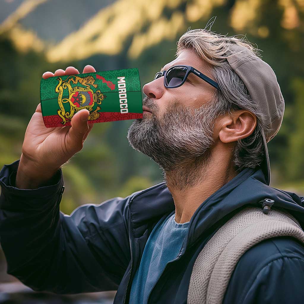 Personalised Morocco 4 in 1 Can Cooler Tumbler Moroccan Green Star With Moorish Pattern - Wonder Print Shop