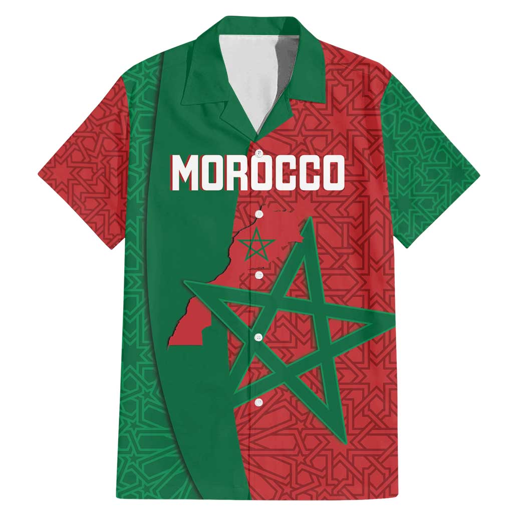 Personalised Morocco Family Matching Mermaid Dress and Hawaiian Shirt Moroccan Green Star With Moorish Pattern - Wonder Print Shop