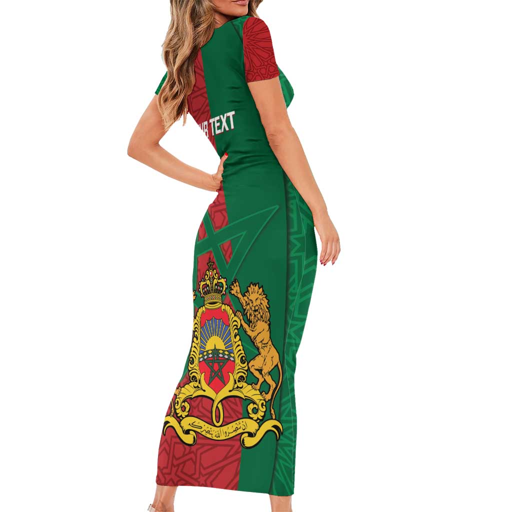 Personalised Morocco Family Matching Short Sleeve Bodycon Dress and Hawaiian Shirt Moroccan Green Star With Moorish Pattern - Wonder Print Shop