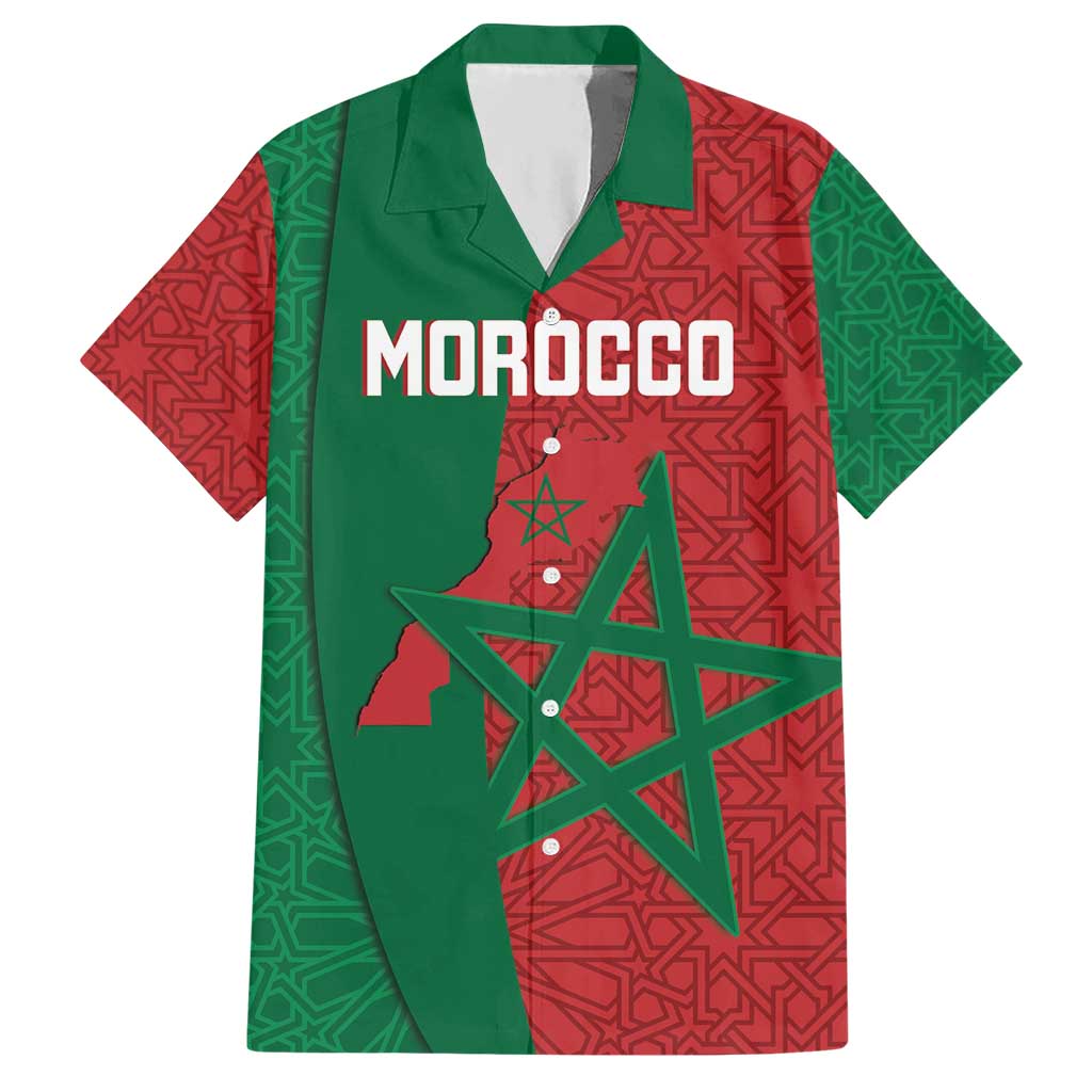 Personalised Morocco Hawaiian Shirt Moroccan Green Star With Moorish Pattern - Wonder Print Shop