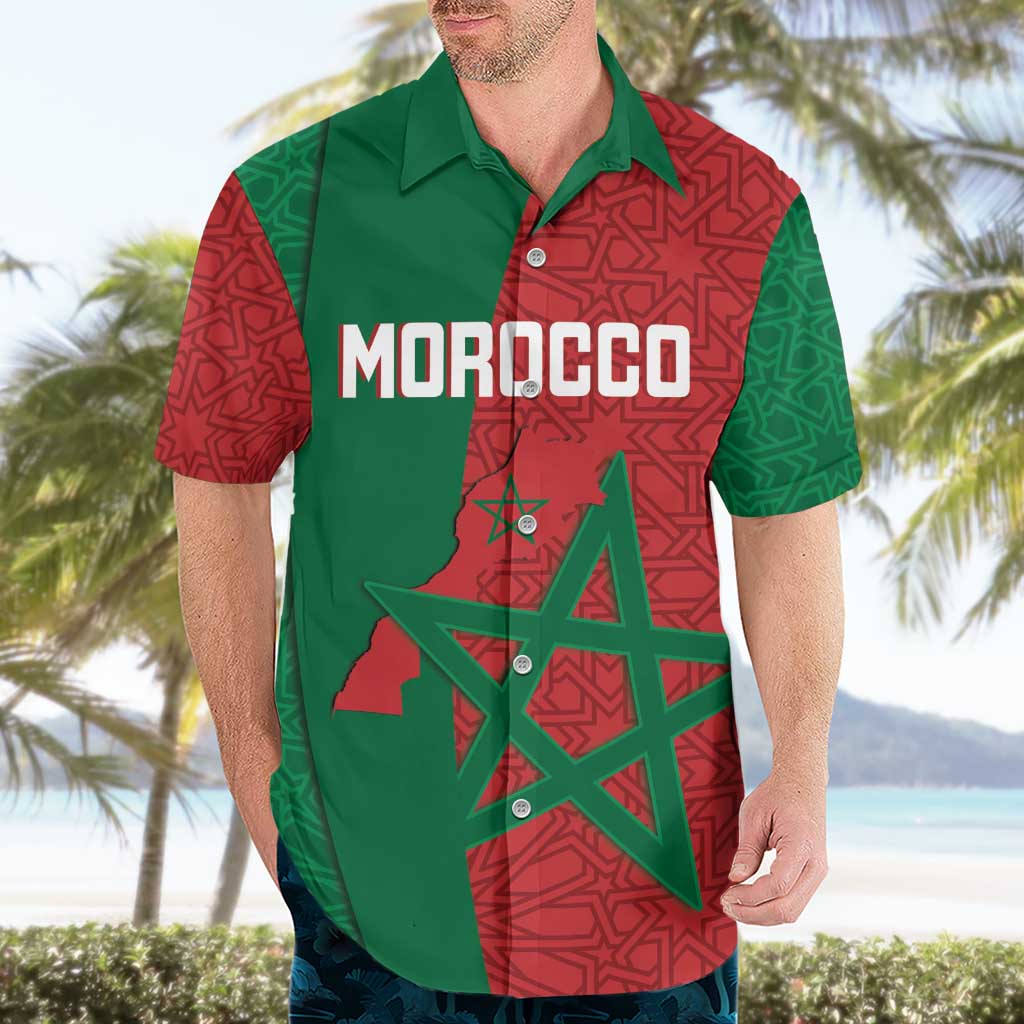 Personalised Morocco Hawaiian Shirt Moroccan Green Star With Moorish Pattern - Wonder Print Shop
