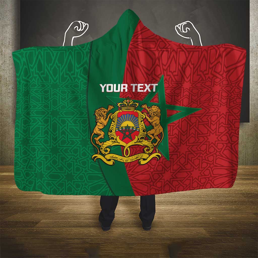 Personalised Morocco Hooded Blanket Moroccan Green Star With Moorish Pattern