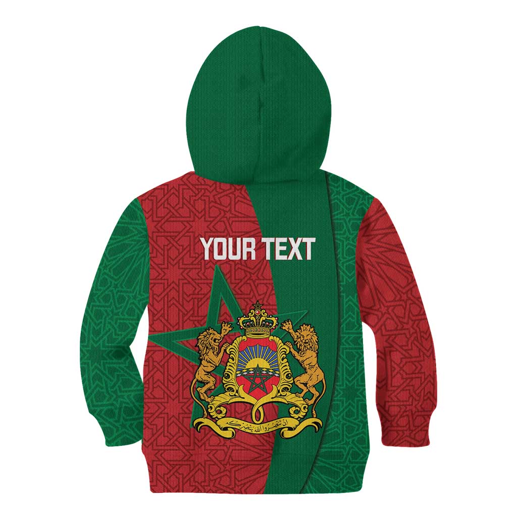 Personalised Morocco Kid Hoodie Moroccan Green Star With Moorish Pattern - Wonder Print Shop