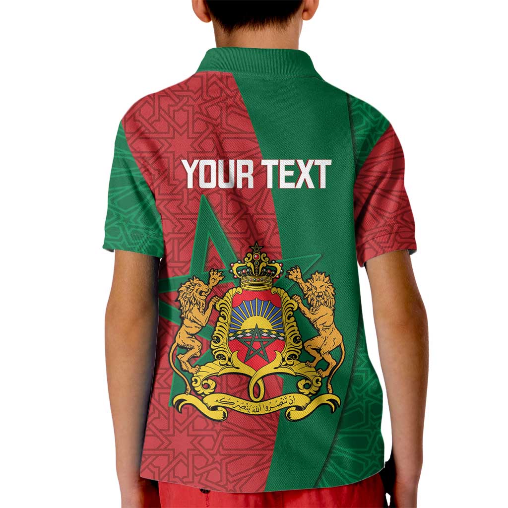 Personalised Morocco Kid Polo Shirt Moroccan Green Star With Moorish Pattern - Wonder Print Shop