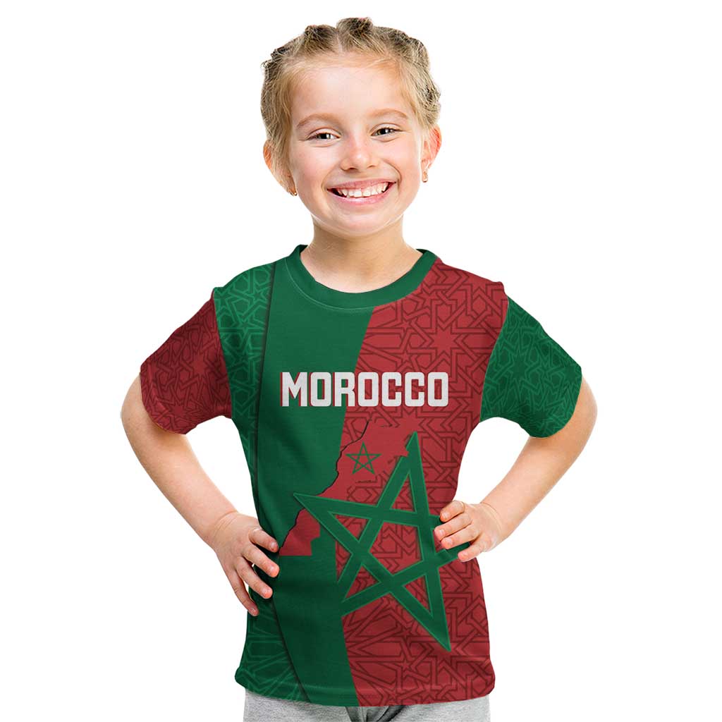 Personalised Morocco Kid T Shirt Moroccan Green Star With Moorish Pattern - Wonder Print Shop