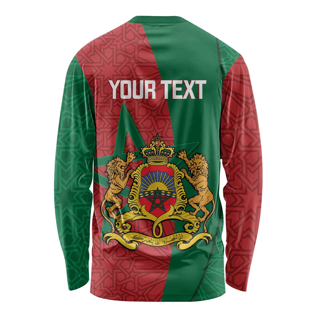 Personalised Morocco Long Sleeve Shirt Moroccan Green Star With Moorish Pattern - Wonder Print Shop