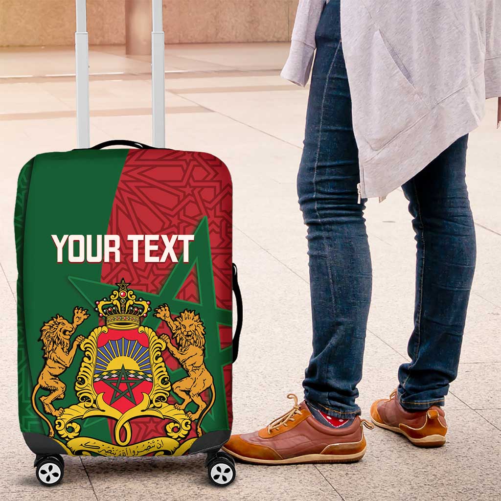 Personalised Morocco Luggage Cover Moroccan Green Star With Moorish Pattern - Wonder Print Shop