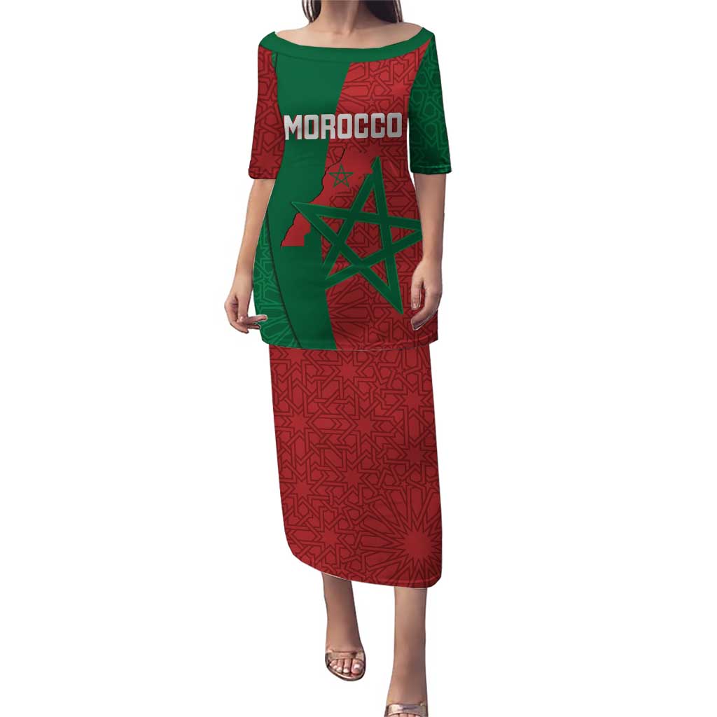 Personalised Morocco Puletasi Moroccan Green Star With Moorish Pattern - Wonder Print Shop
