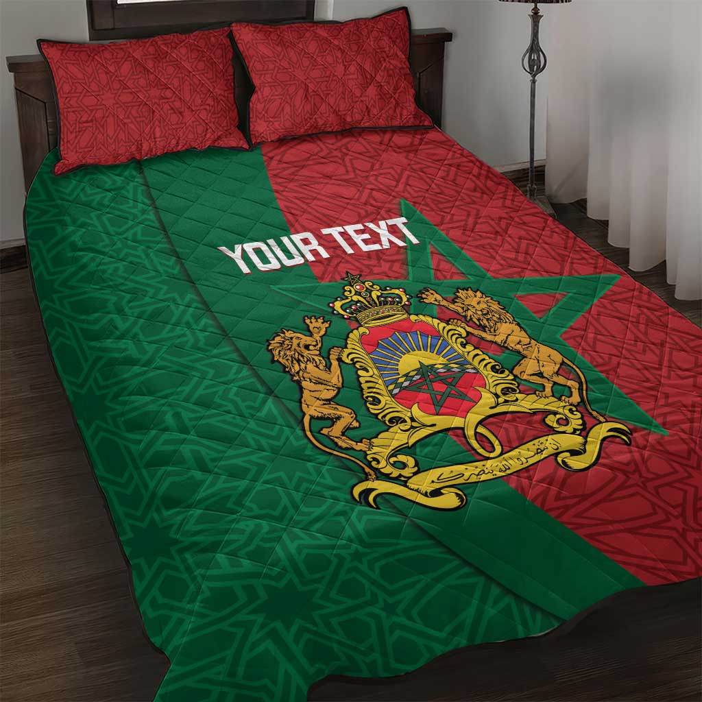 Personalised Morocco Quilt Bed Set Moroccan Green Star With Moorish Pattern - Wonder Print Shop