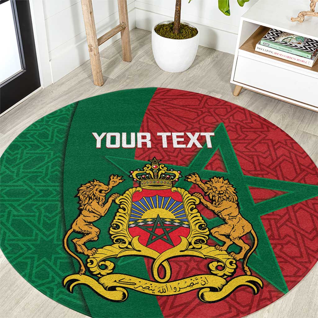 Personalised Morocco Round Carpet Moroccan Green Star With Moorish Pattern