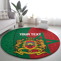 Personalised Morocco Round Carpet Moroccan Green Star With Moorish Pattern