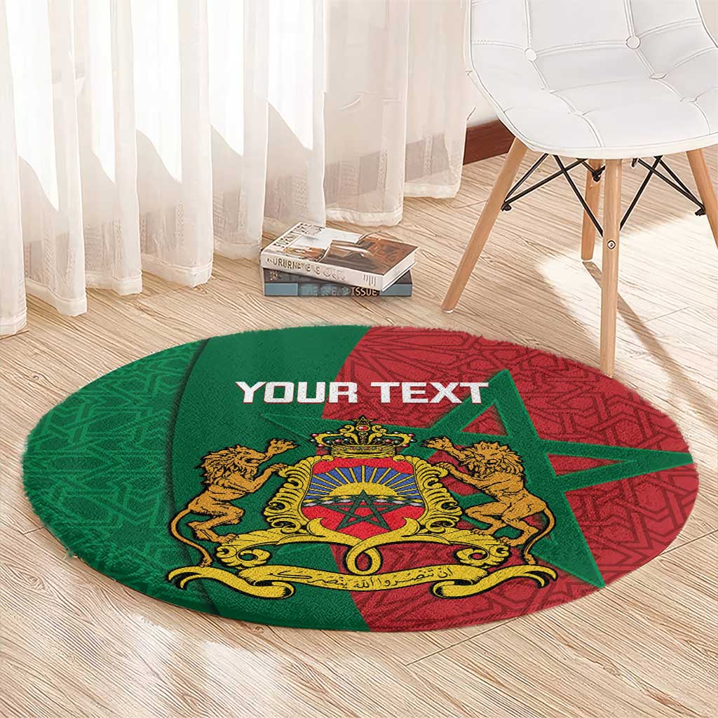 Personalised Morocco Round Carpet Moroccan Green Star With Moorish Pattern