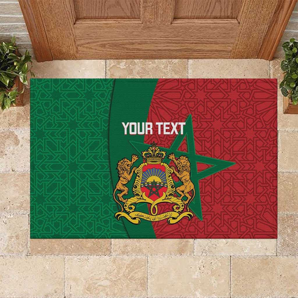Personalised Morocco Rubber Doormat Moroccan Green Star With Moorish Pattern - Wonder Print Shop