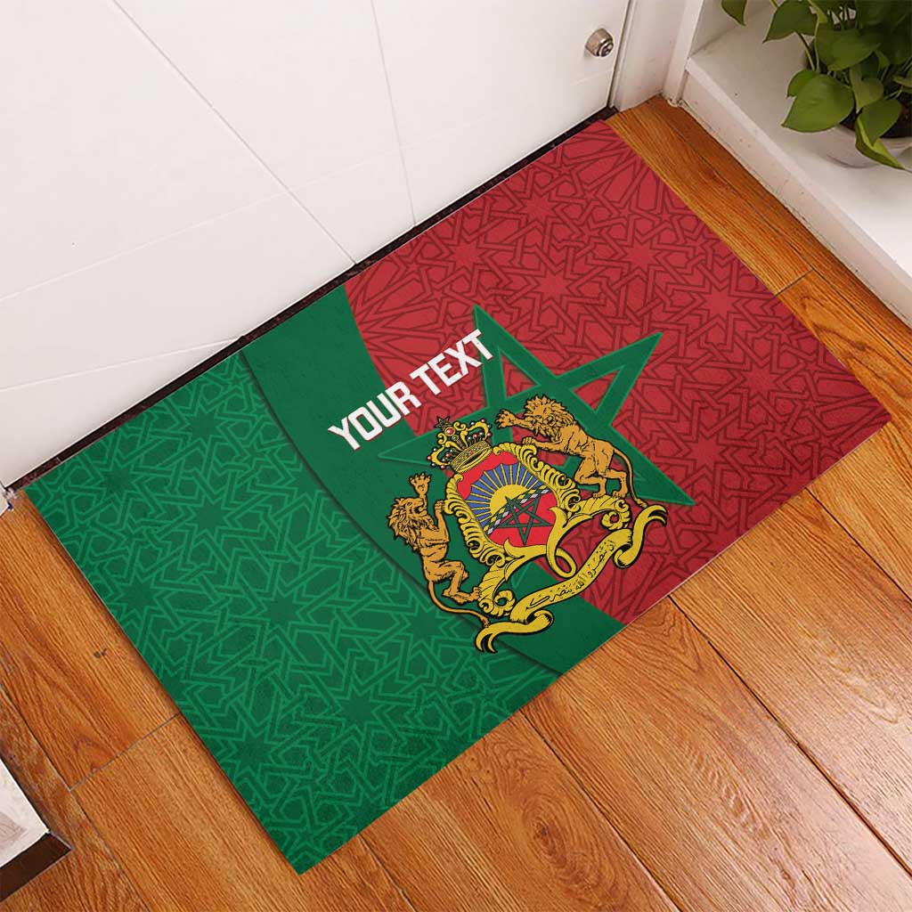 Personalised Morocco Rubber Doormat Moroccan Green Star With Moorish Pattern - Wonder Print Shop