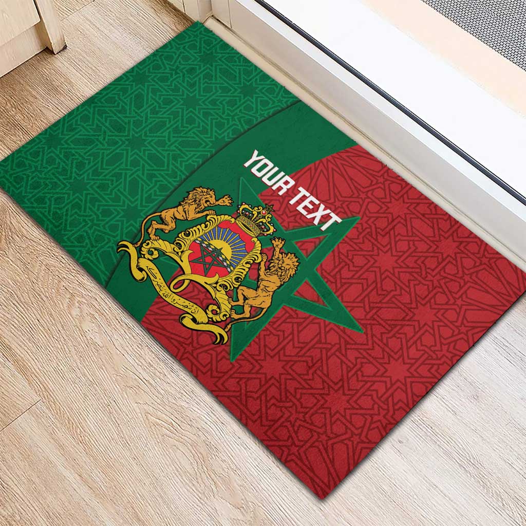 Personalised Morocco Rubber Doormat Moroccan Green Star With Moorish Pattern - Wonder Print Shop