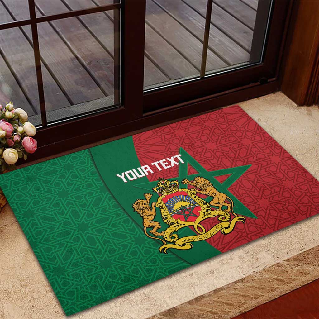 Personalised Morocco Rubber Doormat Moroccan Green Star With Moorish Pattern - Wonder Print Shop