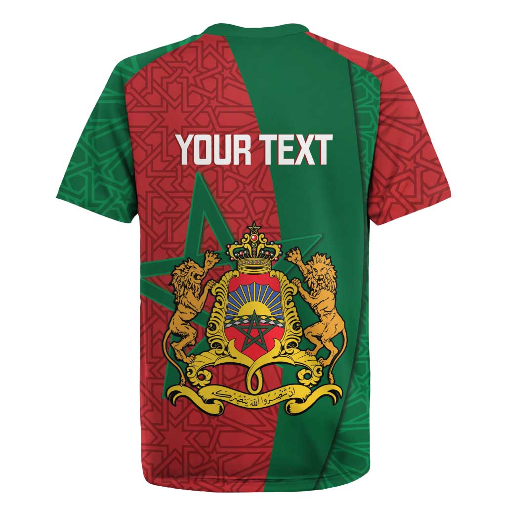 Personalised Morocco Rugby Jersey Moroccan Green Star With Moorish Pattern - Wonder Print Shop