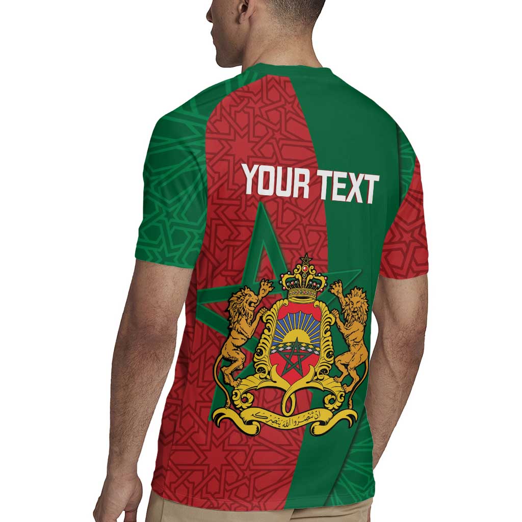 Personalised Morocco Rugby Jersey Moroccan Green Star With Moorish Pattern - Wonder Print Shop