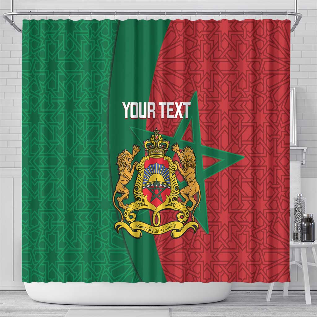 Personalised Morocco Shower Curtain Moroccan Green Star With Moorish Pattern