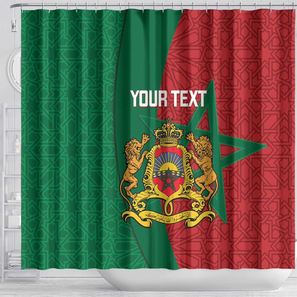 Personalised Morocco Shower Curtain Moroccan Green Star With Moorish Pattern