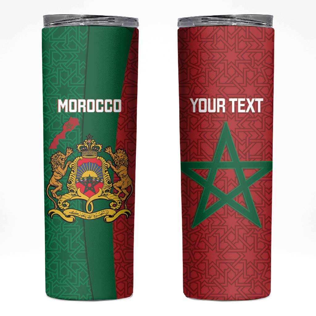 Personalised Morocco Skinny Tumbler Moroccan Green Star With Moorish Pattern - Wonder Print Shop