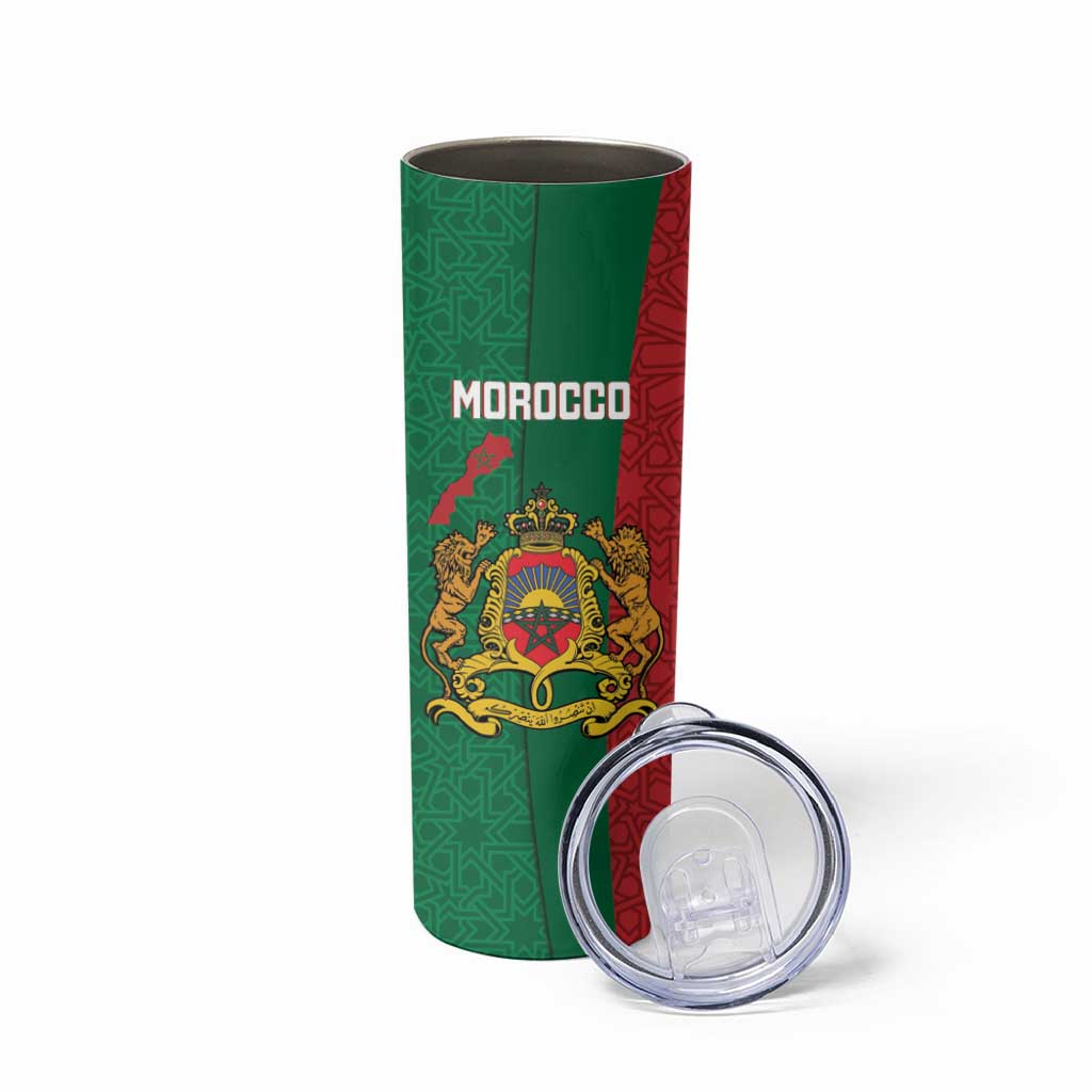 Personalised Morocco Skinny Tumbler Moroccan Green Star With Moorish Pattern - Wonder Print Shop
