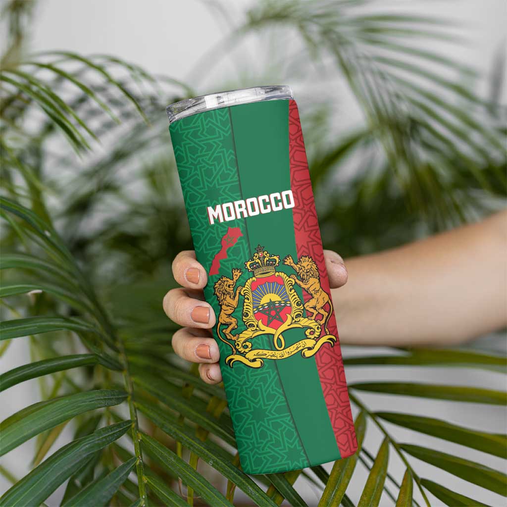 Personalised Morocco Skinny Tumbler Moroccan Green Star With Moorish Pattern - Wonder Print Shop