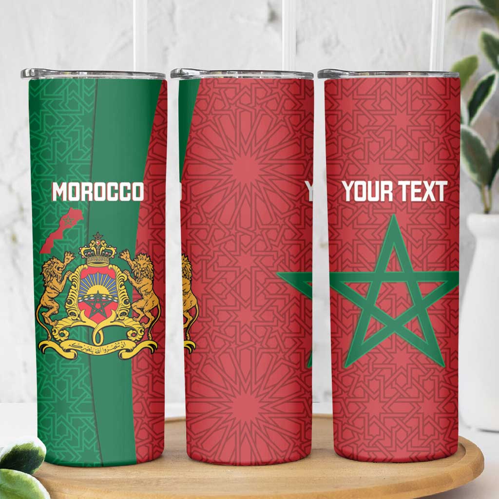 Personalised Morocco Skinny Tumbler Moroccan Green Star With Moorish Pattern - Wonder Print Shop