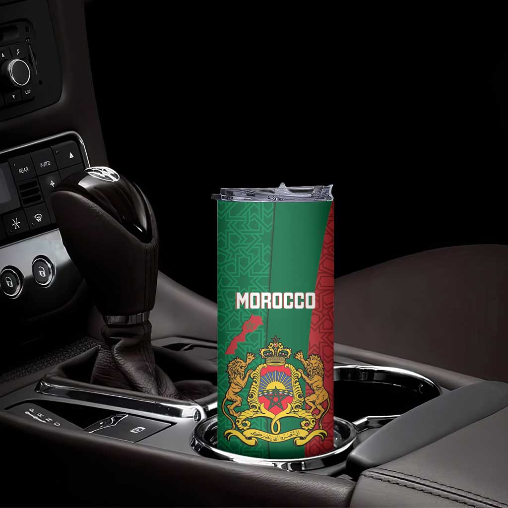 Personalised Morocco Skinny Tumbler Moroccan Green Star With Moorish Pattern - Wonder Print Shop