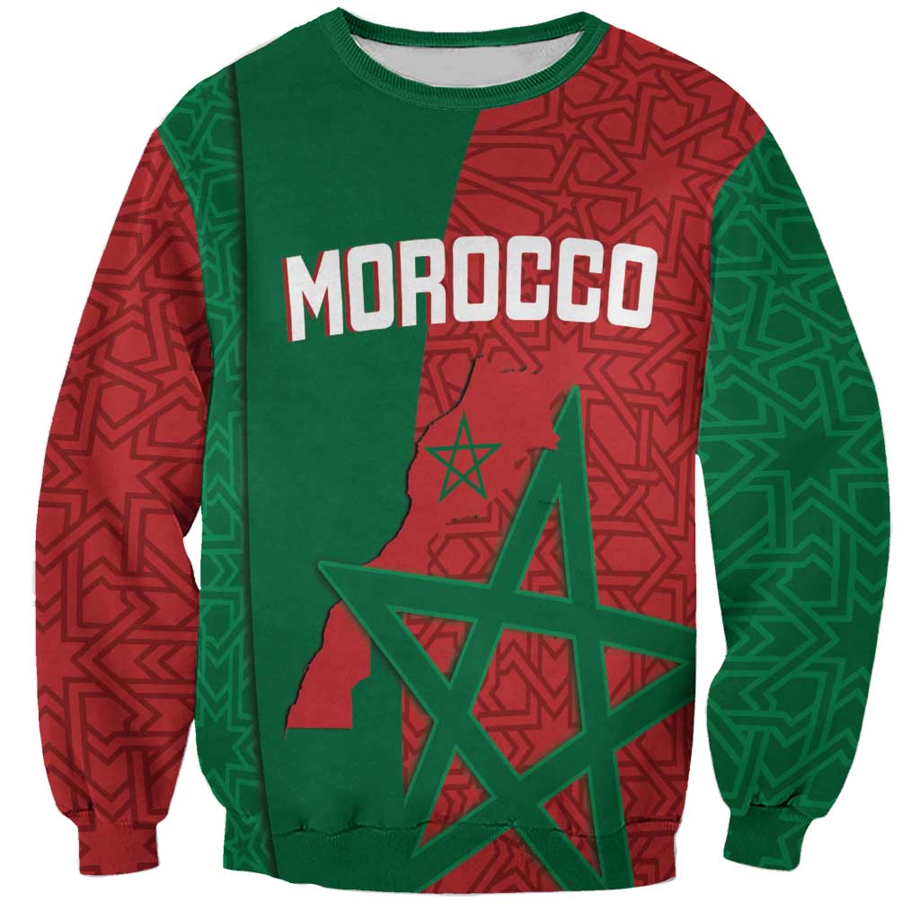 Personalised Morocco Sweatshirt Moroccan Green Star With Moorish Pattern - Wonder Print Shop