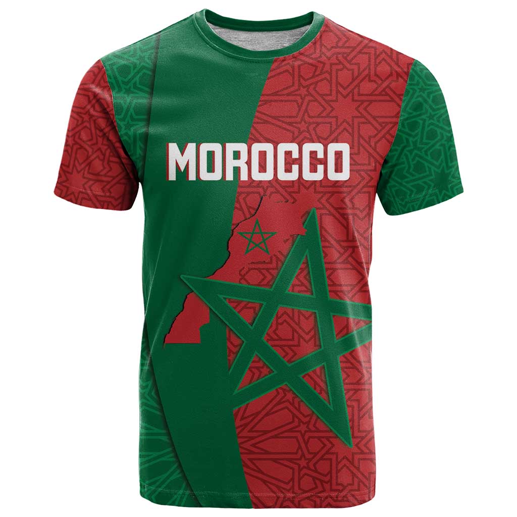 Personalised Morocco T Shirt Moroccan Green Star With Moorish Pattern - Wonder Print Shop