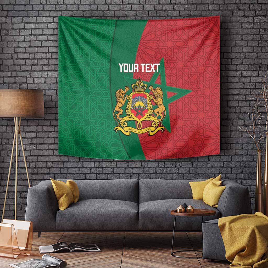 Personalised Morocco Tapestry Moroccan Green Star With Moorish Pattern - Wonder Print Shop