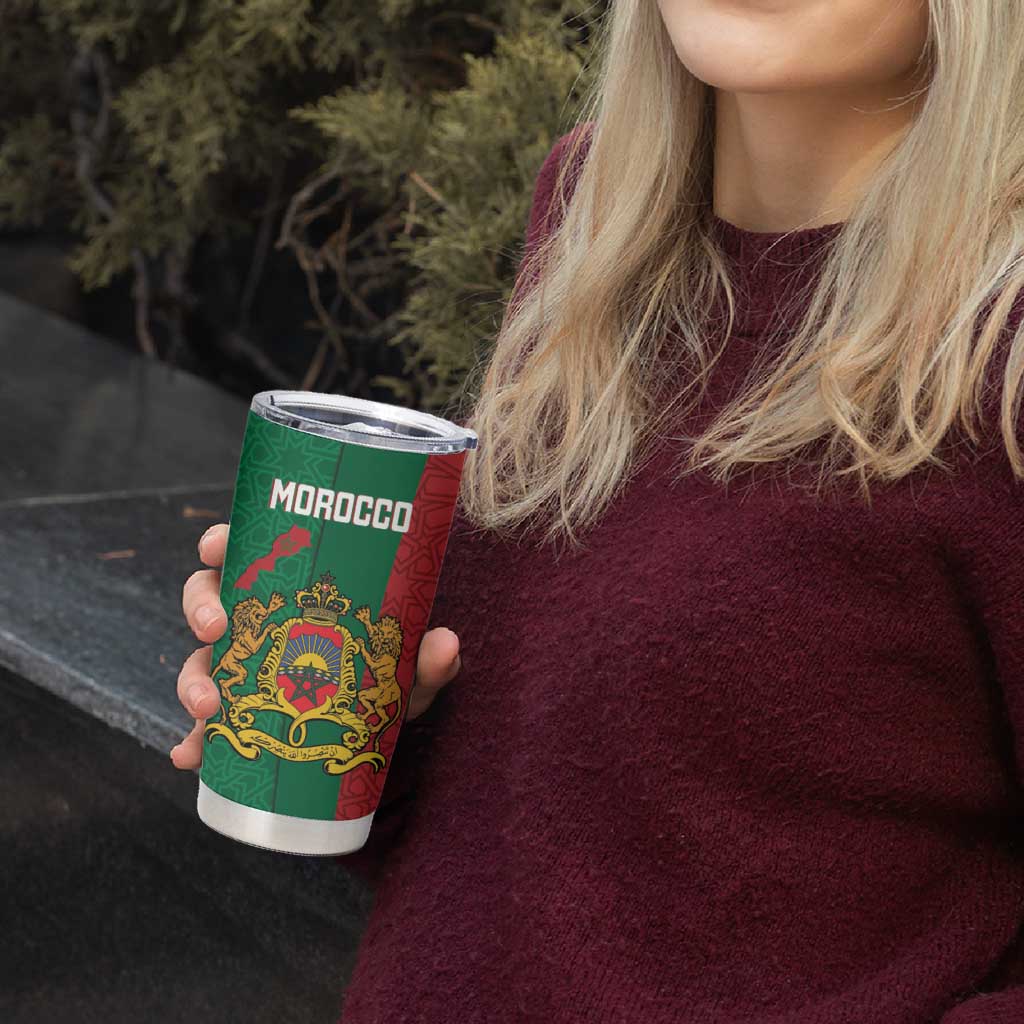 Personalised Morocco Tumbler Cup Moroccan Green Star With Moorish Pattern - Wonder Print Shop