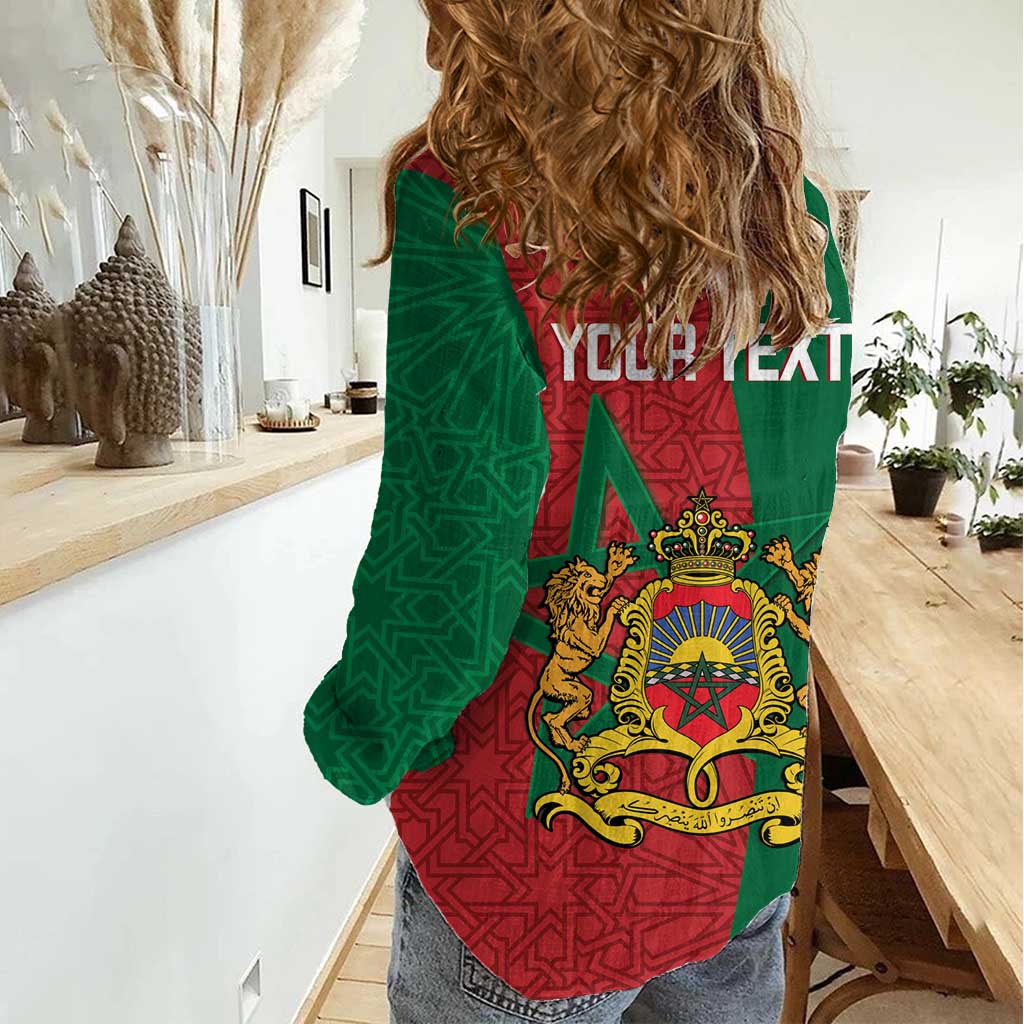Personalised Morocco Women Casual Shirt Moroccan Green Star With Moorish Pattern - Wonder Print Shop