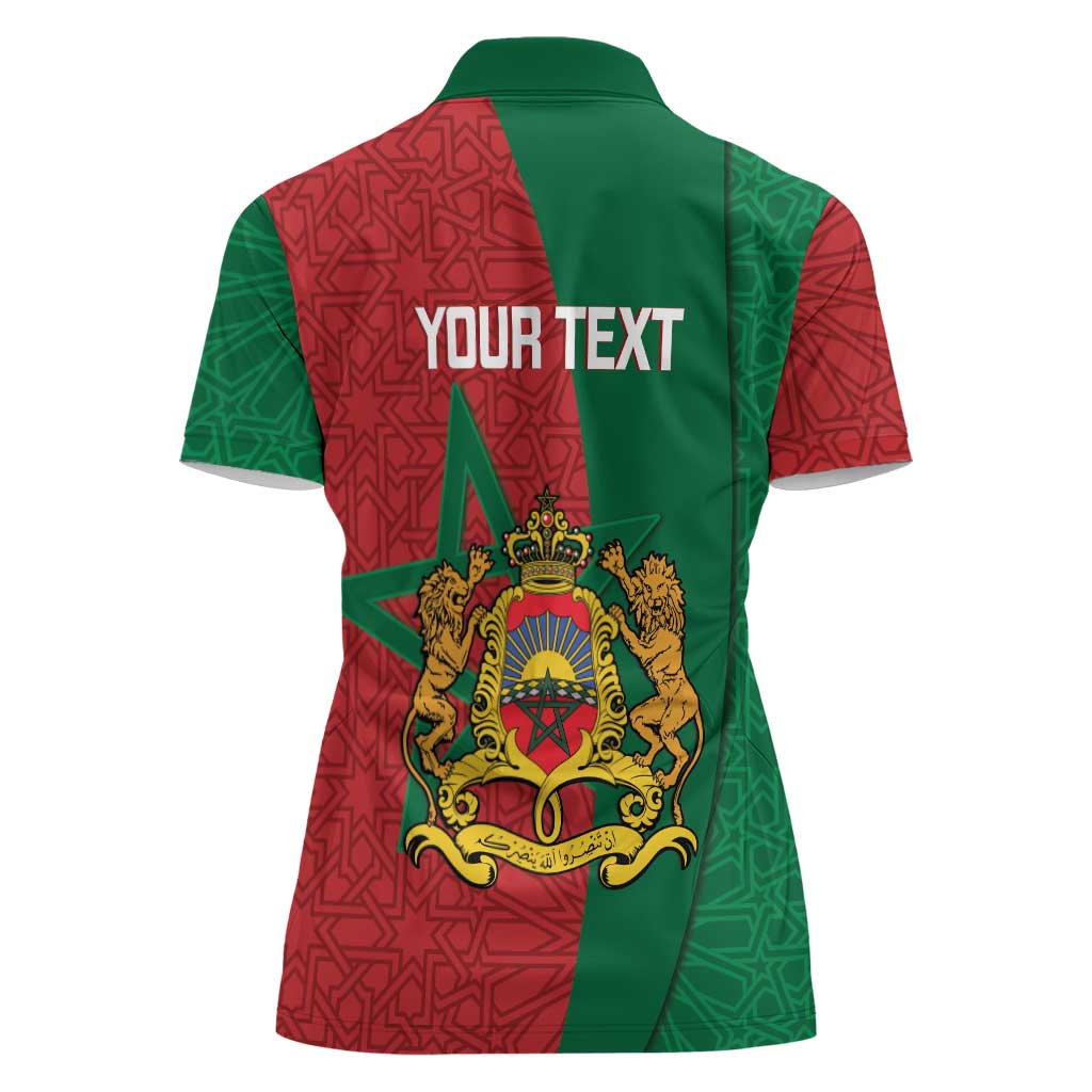 Personalised Morocco Women Polo Shirt Moroccan Green Star With Moorish Pattern - Wonder Print Shop