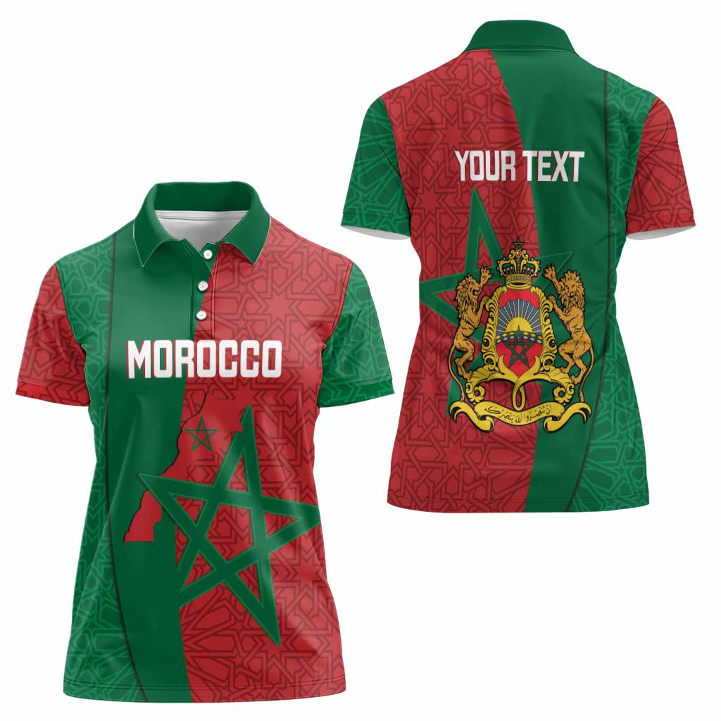 Personalised Morocco Women Polo Shirt Moroccan Green Star With Moorish Pattern - Wonder Print Shop