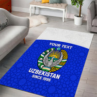 Custom Uzbekistan Football Area Rug 2024 Go Champions Uzbek Pattern - Wonder Print Shop