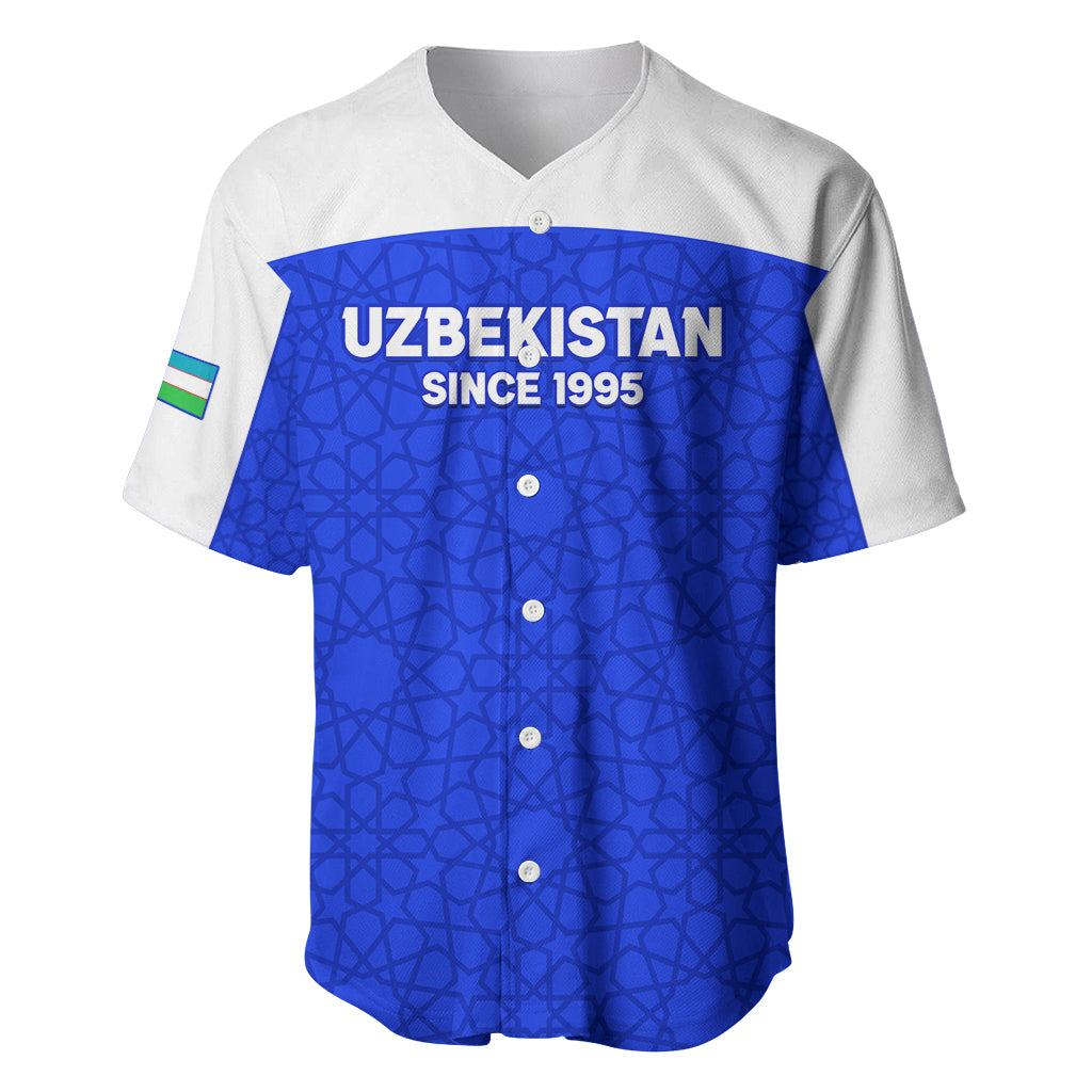 Custom Uzbekistan Football Baseball Jersey 2024 Go Champions Uzbek Pattern - Wonder Print Shop