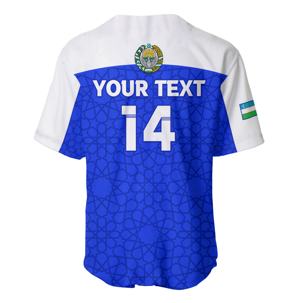 Custom Uzbekistan Football Baseball Jersey 2024 Go Champions Uzbek Pattern - Wonder Print Shop