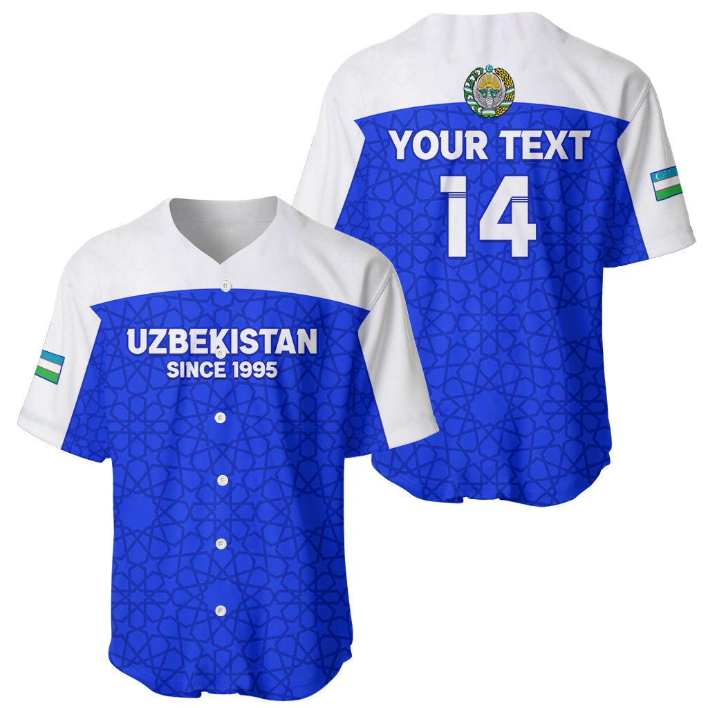 Custom Uzbekistan Football Baseball Jersey 2024 Go Champions Uzbek Pattern - Wonder Print Shop