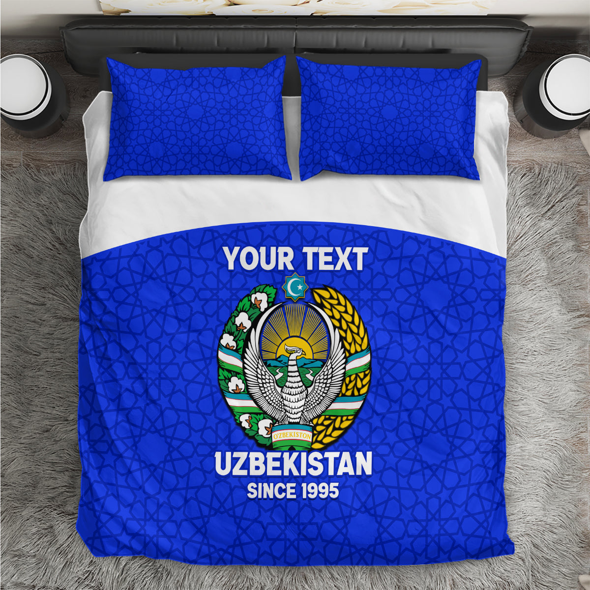 Custom Uzbekistan Football Bedding Set 2024 Go Champions Uzbek Pattern - Wonder Print Shop