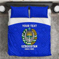 Custom Uzbekistan Football Bedding Set 2024 Go Champions Uzbek Pattern - Wonder Print Shop