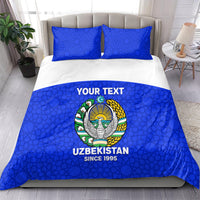 Custom Uzbekistan Football Bedding Set 2024 Go Champions Uzbek Pattern - Wonder Print Shop