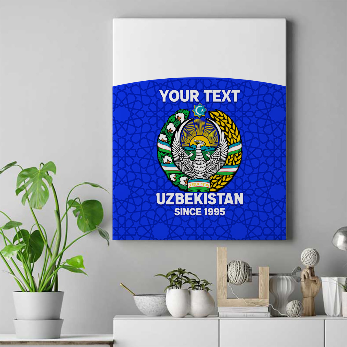 Custom Uzbekistan Football Canvas Wall Art 2024 Go Champions Uzbek Pattern - Wonder Print Shop