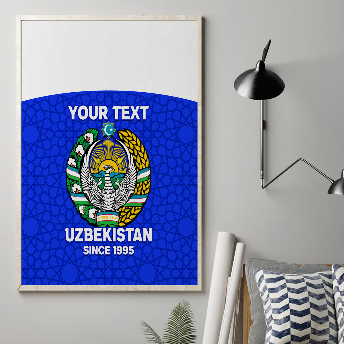 Custom Uzbekistan Football Canvas Wall Art 2024 Go Champions Uzbek Pattern - Wonder Print Shop