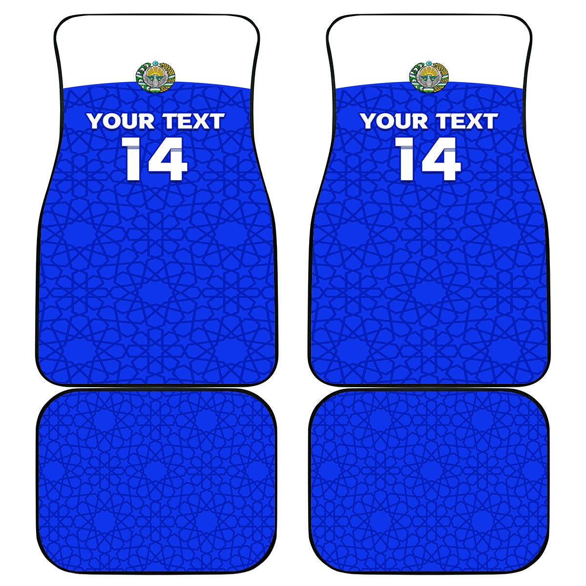 Custom Uzbekistan Football Car Mats 2024 Go Champions Uzbek Pattern - Wonder Print Shop