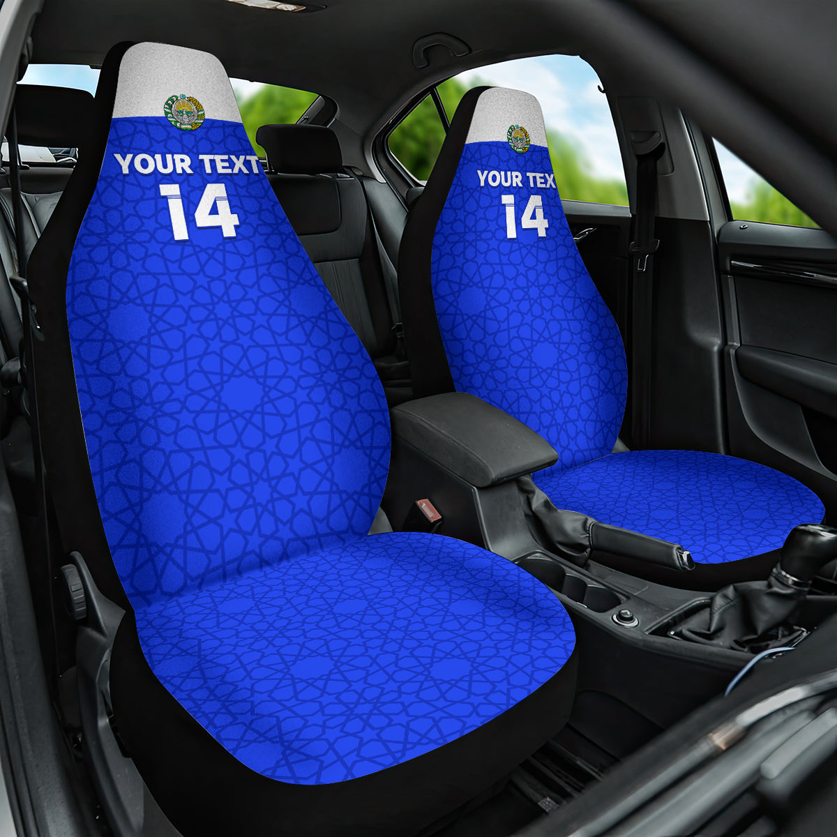 Custom Uzbekistan Football Car Seat Cover 2024 Go Champions Uzbek Pattern - Wonder Print Shop
