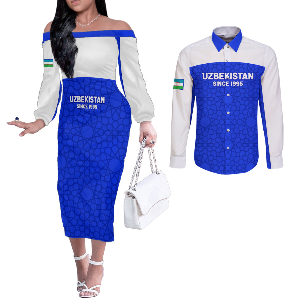 custom-uzbekistan-football-couples-matching-off-the-shoulder-long-sleeve-dress-and-long-sleeve-button-shirt-2024-go-champions-uzbek-pattern