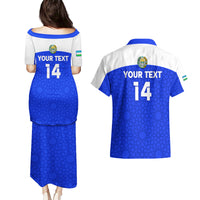 Custom Uzbekistan Football Couples Matching Puletasi and Hawaiian Shirt 2024 Go Champions Uzbek Pattern - Wonder Print Shop